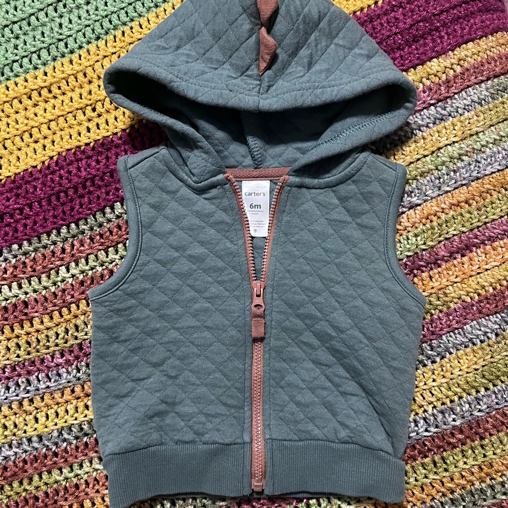 Carter's Quilted Green Vest with Brown Accents